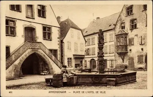 Ak Ammerschwihr Ammerschweier Elsass Haut Rhin, Place de l'Hotel de Ville