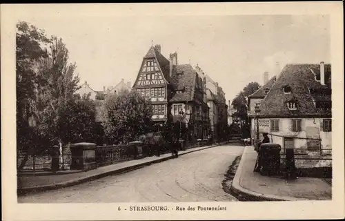 Ak Strasbourg Straßburg Elsass Bas Rhin, Rue des Pontonniers