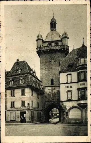 Ak Sélestat Schlettstadt Elsass Bas Rhin, La Fausse Porte et Hotel P. Eble