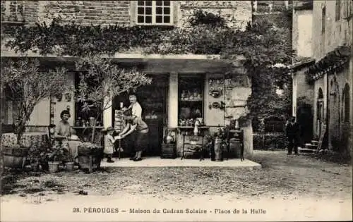 Ak Perouges Ain, Maison du Cadran Solaire, Place de la Halle