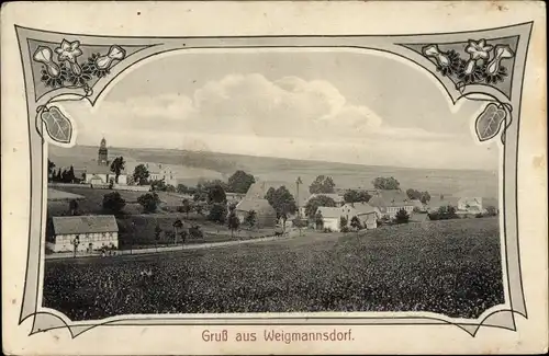 Passepartout Ak Weigmannsdorf Lichtenberg Erzgebirge, Teilansicht