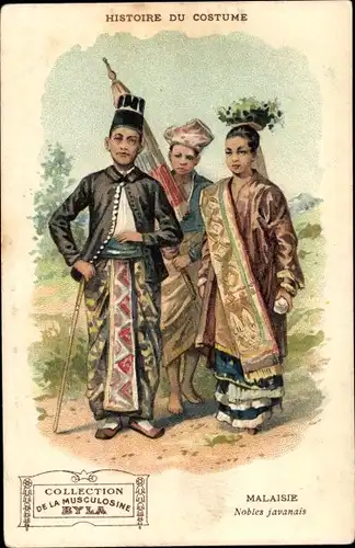 Litho Malaysia, History of the costume, Japanese Noblemen, Malaysier in Trachten, Musculosine Byla