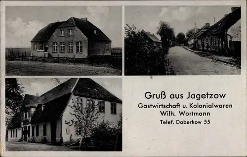 Ak Jagetzow Daberkow, Gasthof, Kolonialwarenhandlung Wilh. Wortmann