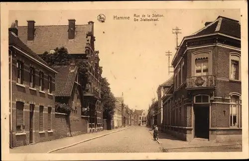 Ak Hamme Ostflandern, Rue de la Station