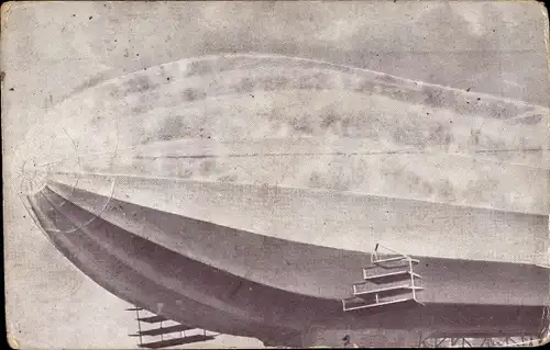 Ak Zeppelin Luftschiff, Teilansicht