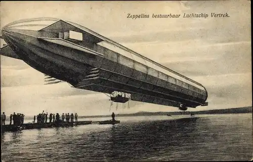 Ak Zeppelins bestuurbaar Luchtschip Vertrek, Zeppelin Luftschiff