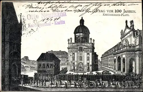 Ak Praha Prag Tschechien, Kreuzherrenplatz, historische Ansicht