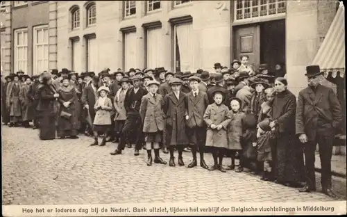 Ak Middelburg Zeeland Niederlande, tijdens het verblijf der Belgische vluchtelingen, Nederl. Bank