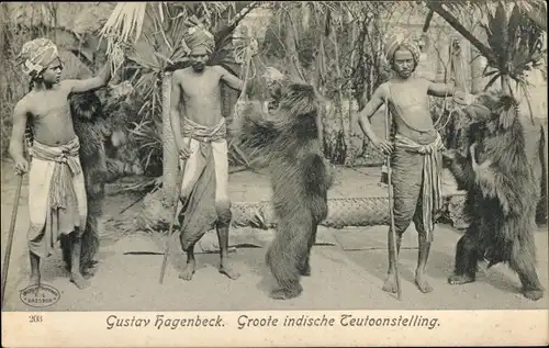 Ak Gustav Hagenbeck, Groote indische Tentoonstelling, Inder mit Tanzbären