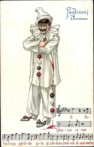 Künstler Ak Kaiser Wilhelm II., Karikatur, Pagliacci