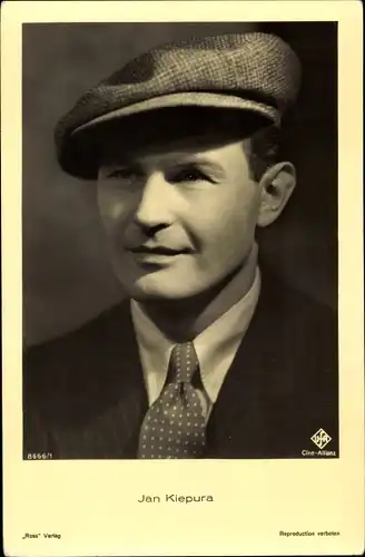 Ak Schauspieler Jan Kiepura, Portrait, Schirmmütze, Ross