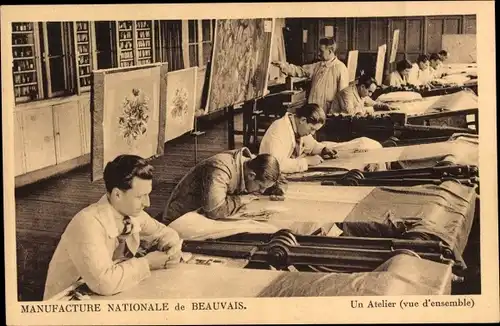 Ak Beauvais Oise, Manufacture Nationale, un Atelier, Weber