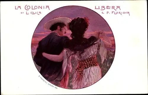 Künstler Ak La Colonia Libera di L. Ilica e P. Floridia, Opernszene