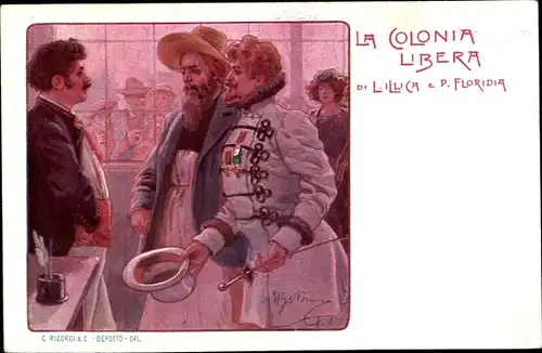 Künstler Ak La Colonia Libera di L. Ilica e P. Floridia, Opernszene