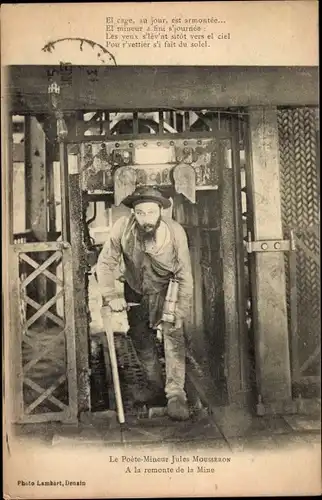 Ak Le Poete Mineur Jules Mousseron, A la remonte de la Mine, Portrait