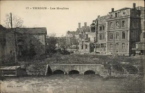 Ak Verdun Lothringen Meuse, Les Moulins, Kriegszerstörungen, I WK