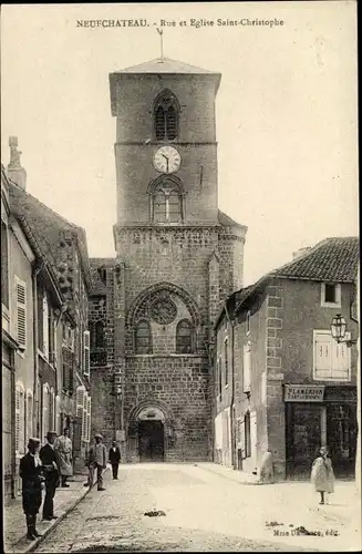 Ak Neufchâteau Lothringen Vosges, Rue et Eglise Saint Christophe