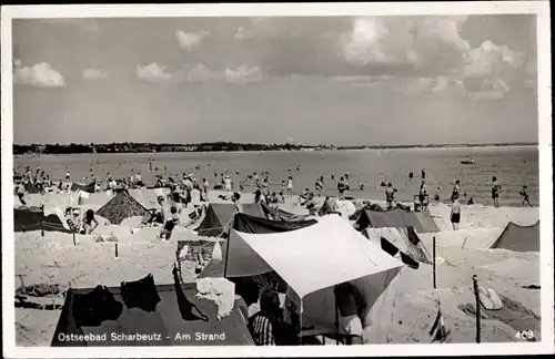 Ak Ostseebad Scharbeutz in Ostholstein, Partie am Strand, Strandleben, Zelte