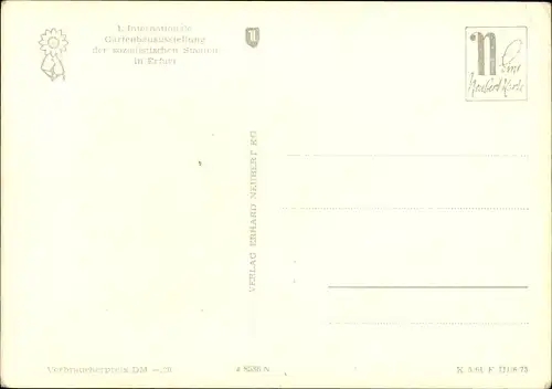 Ak Erfurt in Thüringen, 1. Internationale Gartenbauausstellung, IGA , Ausstellungsgelände