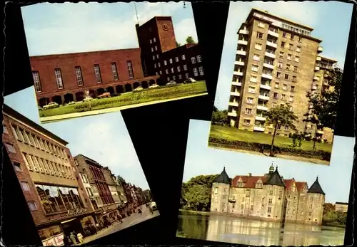 Ak Flensburg in Schleswig Holstein, Hochhaus, Burg, Gebäude