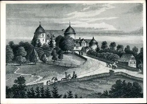 Künstler Ak Sababurg Beberbeck Hofgeismar in Hessen, Die Sababurg um 1840