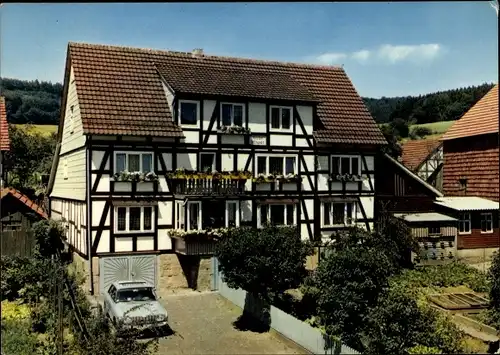 Ak Wickersrode Hessisch Lichtenau in Hessen, Privatpension Illhardt, Fachwerkhaus, Bauernhof