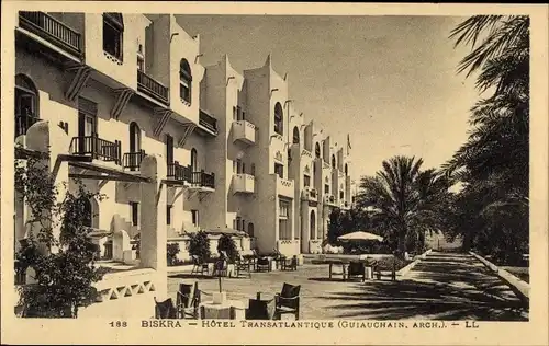 Ak Biskra Algerien, Hotel Transatlantique