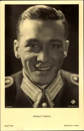 Ak Schauspieler Albert Hehn, Portrait, Uniform, Ross A 2173/1