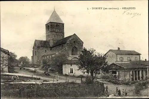 Ak Relanges Lothringen Vosges, Ortspartie mit Kirche