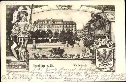 Ak Frankfurt am Main, Schillerplatz, Wappen