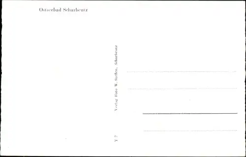 Ak Ostseebad Scharbeutz in Ostholstein, Partie am Strand, Blick auf die See, Segelboot, Strandkörbe
