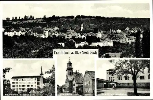 Ak Seckbach Frankfurt am Main, Gesamtansicht, Neue u. Alte Schule