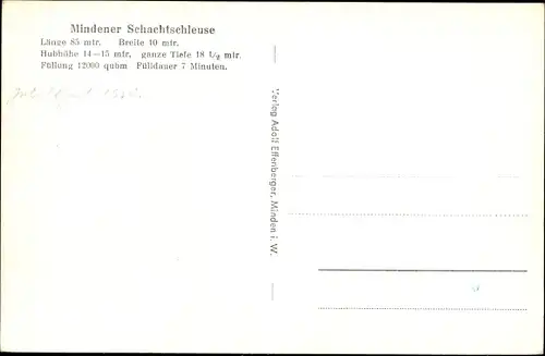 Ak Minden in Westfalen, Salonpassagierschiff Porta Westfalica, die Schachtschleuse verlassend