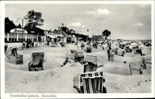 Ak Ostseebad Grömitz in Holstein, Strandleben, Kursaal, Strandkörbe