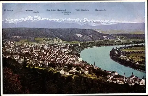 Ak Waldshut Tiengen am Hochrhein Baden Wüttemberg, Säntis, Bahnhof Hotel Waldshut