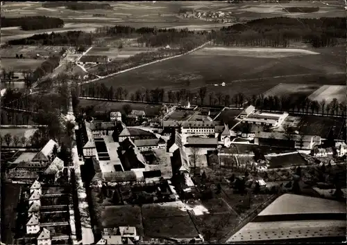 Ak Triesdorf Weidenbach in Mittelfranken, landwirtschaftliche Lehranstalten, Fliegeraufnahme
