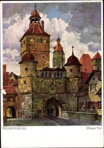 Künstler Ak Lüttgens, Gust., Weißenburg in Mittelfranken Bayern, Ellinger Tor