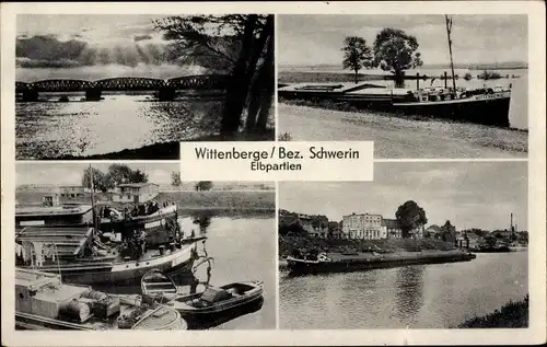 Ak Wittenberge an der Elbe Prignitz, Elbpartien, Brücke, Boote