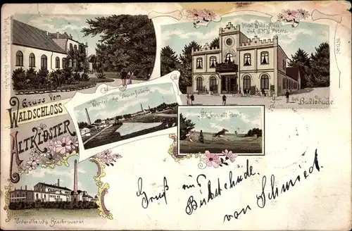 Litho Buxtehude in Niedersachsen, Papierfabrik, Bierbrauerei, Hotel Waldschloss