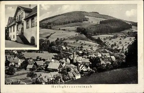 Ak Heiligkreuzsteinach am Neckar, Gesamtansicht, Gasthof zum goldenen Hirsch