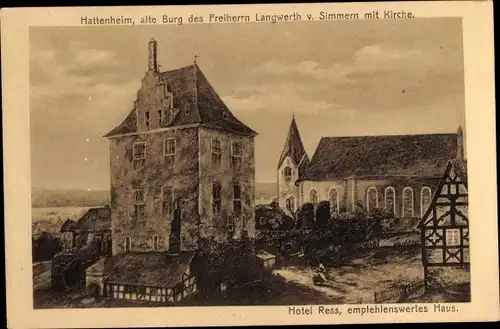 Ak Hattenheim Eltville am Rhein Hessen, Hotel Ress