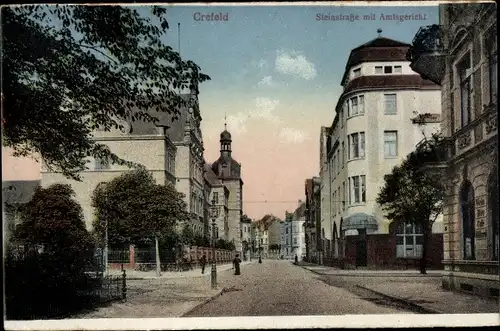 Ak Krefeld am Niederrhein, Steinstraße mit Amtsgericht
