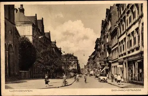Ak Ludwigshafen am Rhein Rheinland Pfalz, Partie auf der Bismarckstraße