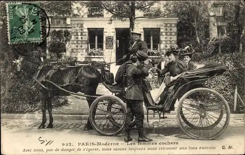 Ak Paris Moderne, Les femmes cochers