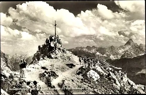 Ak Oberstdorf im Oberallgäu, Nebelhorngipfel gegen Zugspitze und Hochvogel