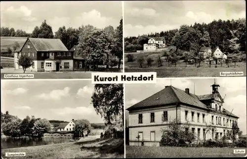 Ak Hetzdorf Halsbrücke Tharandter Wald, Gasthaus Jägerhorn, Bergschlößchen