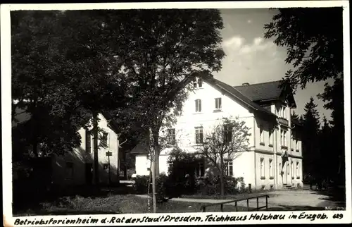 Foto Ak Holzhau Rechenberg Bienenmühle, Betriebsferienheim d. Rat d. Stadt Dresden, Teichhaus