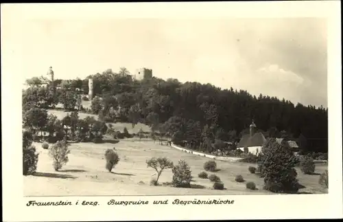 Ak Frauenstein im Erzgebirge, Burgruine und Begräbniskirche