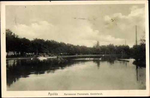 Ak Apolda in Thüringen, Herressener Promenade, Gondelteich