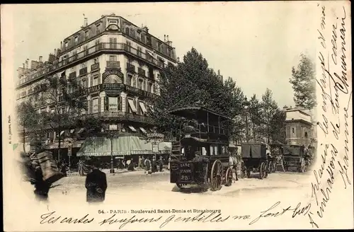 Ak Paris II. Arrondissement Bourse, Boulevard Saint Denis et Strasbourg